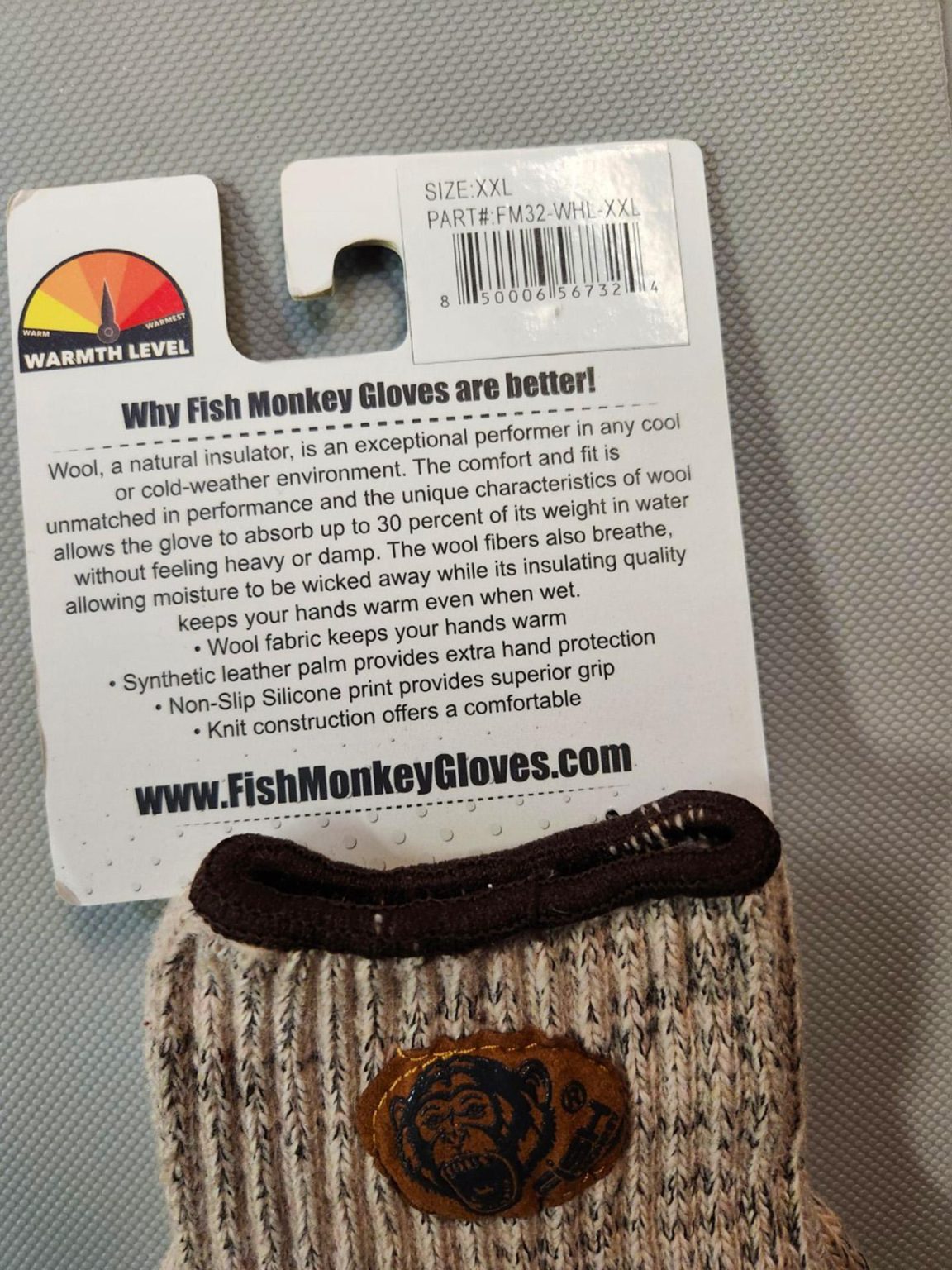 Fish Monkey Wooly Long Gloves Brown Stealth Craft Boats