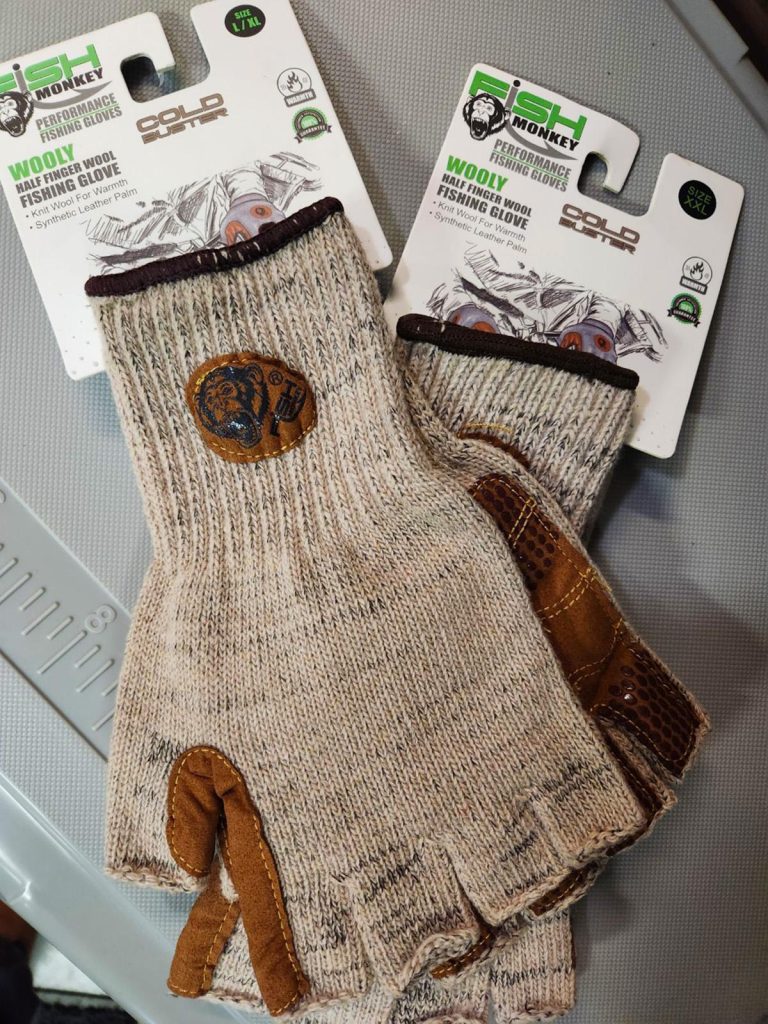 Fish Monkey Gloves Wooly Half Finger Stealth Craft Boats