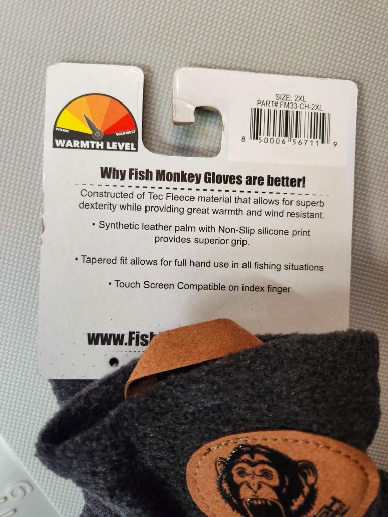 Fish Monkey Gloves Task Fleece Charcoal Stealth Craft Boats