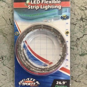 LED flexible strip lighting coil in its packaging, green color, 26.9 inches, 12V, stick-on design